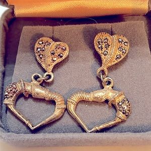 Sterling silver marcasite, dangle earrings